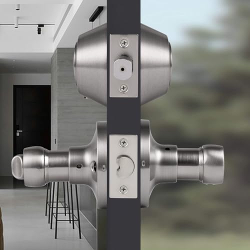 Juego de manijas de puerta con cerradura reversible y cerrojo doble llave igual 6