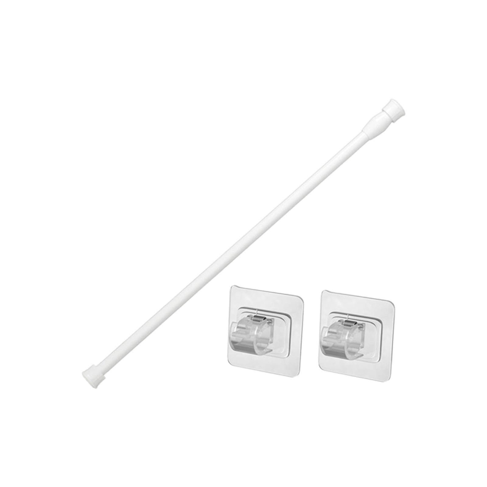 CYDZSRA White Tension Rod Closet Shower Hanging Clothes Installation Effortless Adjustable No Damage Telescopic Shower Curtain Rod Is Made Of Iron Expandable Spring Loaded, White, 30cm to 50cm