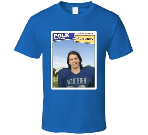 Al Bundy Quarterback Polk High School Football Card T Shirt M Royal Blue