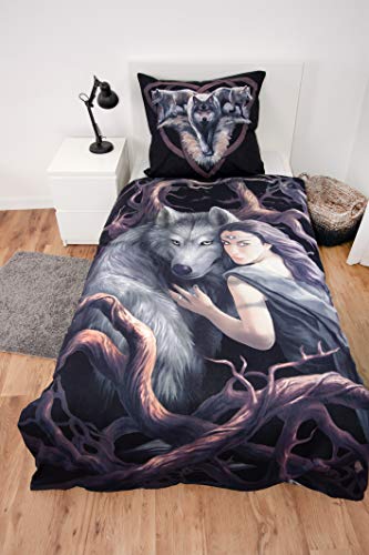 Herding ANNE STOKES Bettwäsche-Set, Wendemotiv, Bettbezug 135 x 200 cm, Kopfkissenbezug 80 x 80 cm, Baumwolle/Renforcé