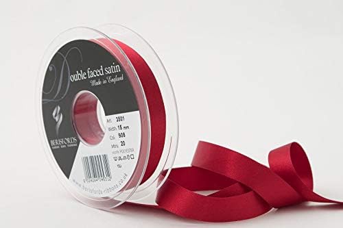 Berisfords Double FACE Poly Satin Ribbon, BlackBerry, 15 mm