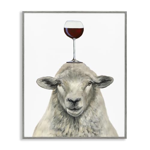 Sheep Wineglass Farmhouse Still Life, 16 x 20 Inch Framed Giclée Print