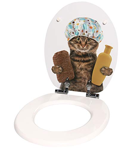 Sanilo Soft Close Toilet Seat, Wide Choice of New Toilet Seats, Stable Hinges, Easy to Mount (Shower Cat) - Image 4