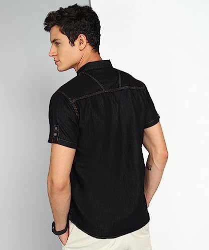 Image of Kuons Avenue Men's Denim Casual Shirt | Regular Fit | Half Sleeves | Spread Collar | Stylish Denim Shirt for Men