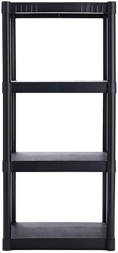 Miniatura 4 de Plano Estantes de almacenamiento de plástico estándar de 4 estantes, 48 x 21 x 14 pulgadas, capacidad de 200 libras, estantes de despensa, oficina,