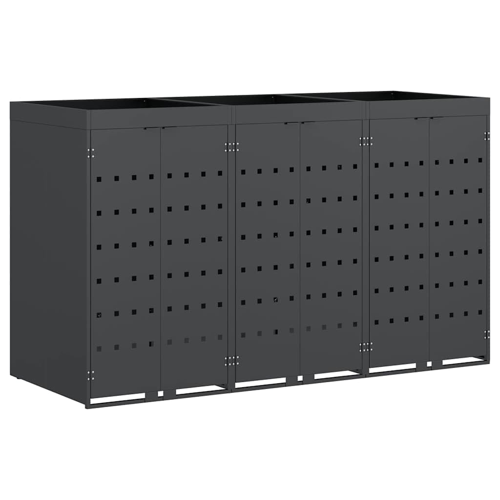 Genérico Almacenamiento de Cubos Wheelie para 3 Cubos Antracita,Casa y jardín,Productos del hogar,Accesorios para contenedores de residuos,Soportes para contenedores de residuos-3394744