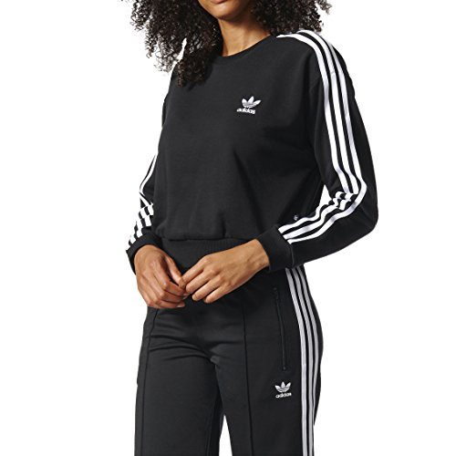 Adidas Originals 3-Stripes Cropped Women's Sweater Black/White bj8173 (Size L)