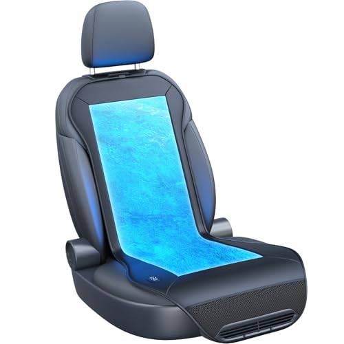 TOWTAMER 2025 Upgraded ICY Seat, Semiconductor Ventilated Cooling Car Seat Cover(Front Seat),12V-24V Cooling Car Seat Cushion with 3 Temp Modes,Universal Fit for SUV/Truck Accessories(Ice-Core Black)