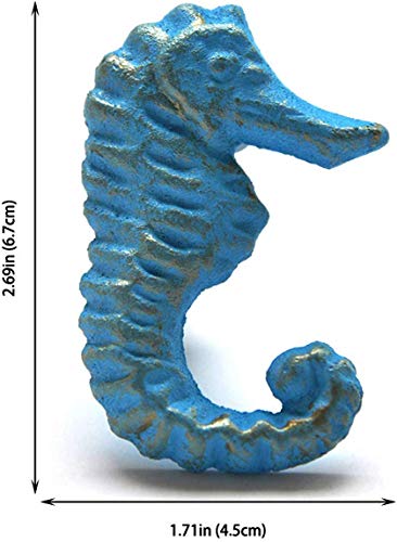 Dpowerful Retro Cast Iron Drawer Pulls Handles For Dresser Cupboard Wardrobe Cabinet Kitchen Drawer Handle Beach Ocean Theme Sea Horse Starfish Seashell And Crab Knobs 4 Pack (Blue) #TOP3