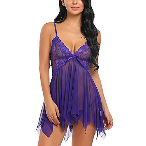 ildlor Chemise Lingerie for Women, Mesh See Through Lace Nighties Teddy, Transparent Sexy Nightgowns Modal Sleep Dress