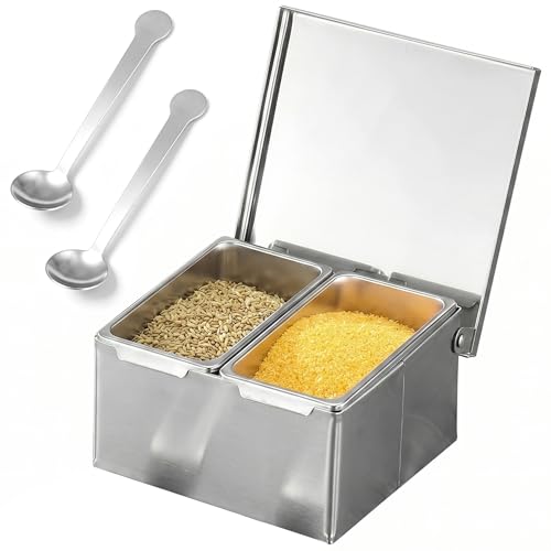 Contenedor de ingredientes de acero inoxidable con 2 compartimentos extraíbles 2