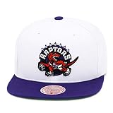 Mitchell & Ness Toronto Raptors Fresh Crown Snapback Hat - White/Purple/Throwback Logo - Basketball Cap for Men