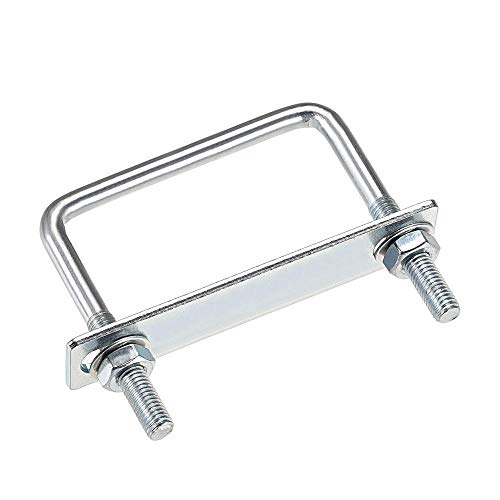 uxcell Square U-Bolts 3-5/8"(92mm) Inner Width Carbon Steel M8 with Nuts, Frame Plate, Round Washers 2 Set