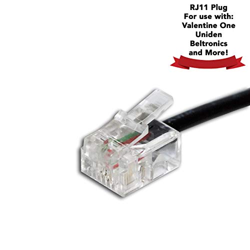Radar Detector 12" Mirror Plug Wire Tap RJ11 Hardwire Power Cord Kit for Escort Valentine One Uniden Beltronics | Tap Existing Mirror Plug | Inline Fuse with Braided (Dual Size Pins)