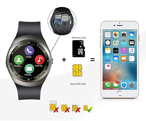 Relogio Inteligente Smartwatch Y1 c/Chip Bluetooth Redondo Preto