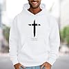 Hoodie for Men UK Christian Graphic Hooded Jumper, Mens Hoody Textured Kangaroo Pocket Fall Fashion Casual Athletic Comfortable Outdoor Holiday Pullover (White, XL) #1