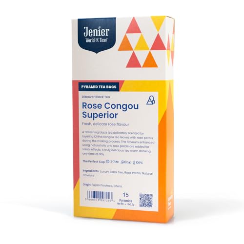 Rose Congou Superior China Black Tea - 15 Biodegradable Pyramid Tea Bags