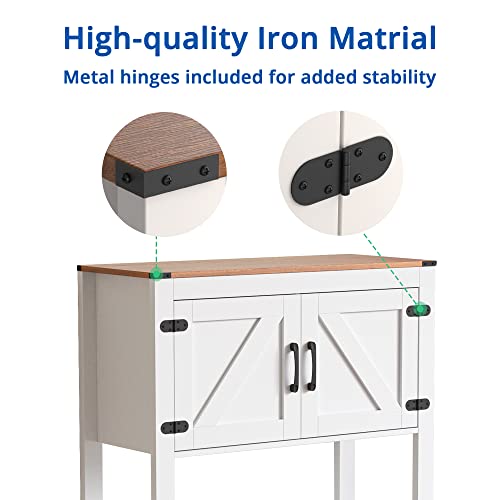 Cozy Castle Farmhouse Coffee Bar Cabinet, Buffet Table With 2 Doors, Accent Buffet Storage Cabinet For Entryway, Kitchen, Bathroom, White #TOP4