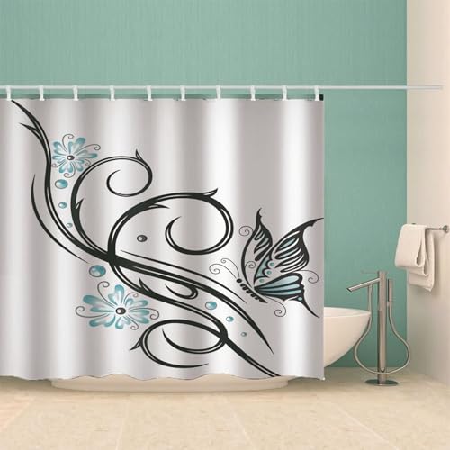 Rideau de douche imperméable blanc en polyester anti-moisissure - 4