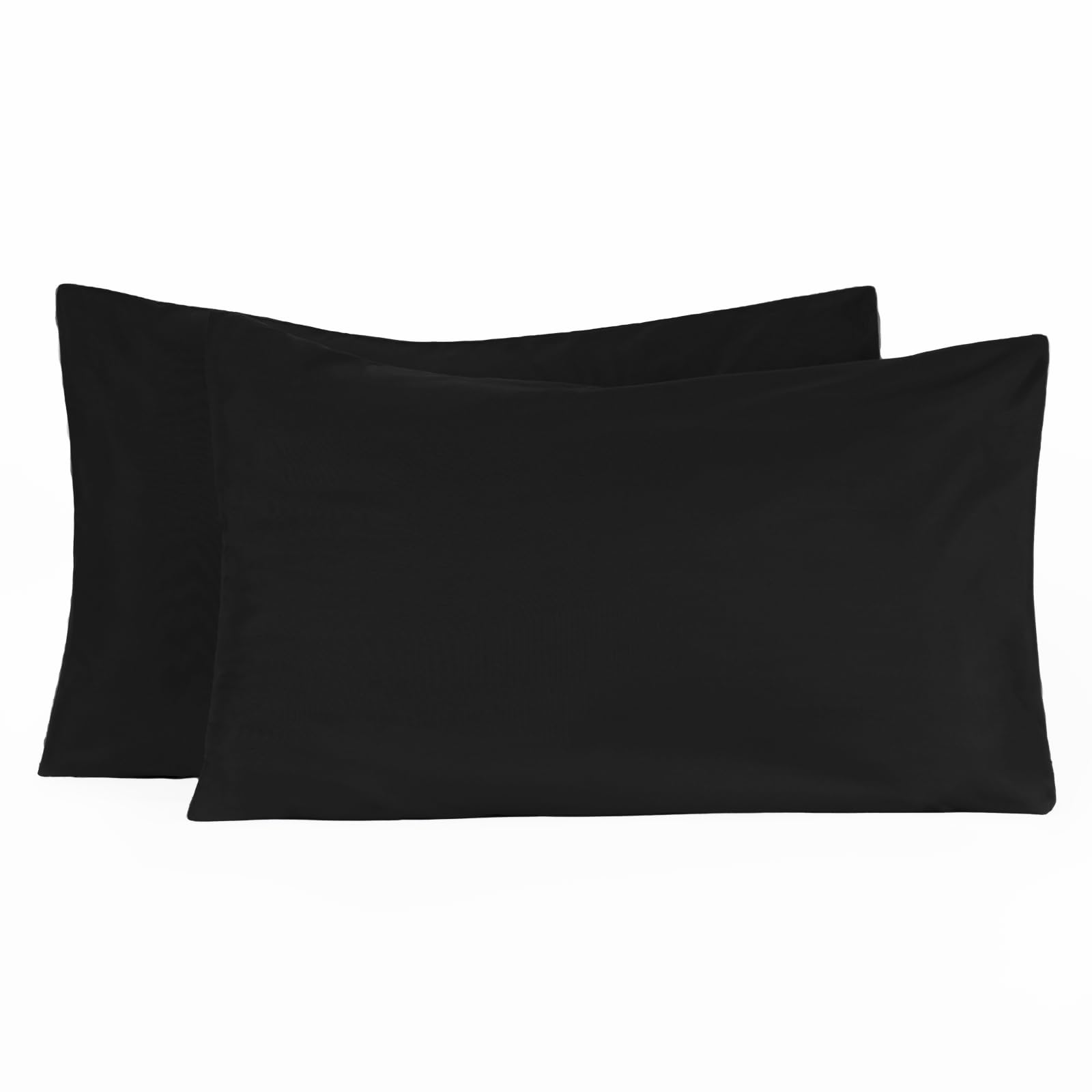 Brentfords Black Pillow Cases 2 Pack, Soft Microfibre Housewife Pillowcases Comfortable Hotel Quality Wrinkle & Fade Resistant Bed Pillow Cases With Envelope Closure, - 50 X 75Cm