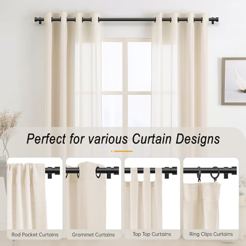 DEFYNEE Curtain Poles, 80 to 183 cm Matt Black Curtain Pole for Eyelet Curtains 25mm Diameter Long Curtain Rod Extendable with Bracket Decorative Curtain Pole for Bedroom, Living Room - Image 8