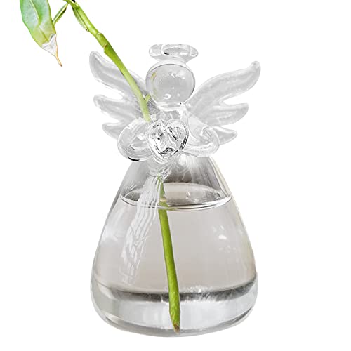 Syfunlv Pot de Fleurs en Verre, Vase Hydroponique Ange Transparent, pour Fleurs et Herbe, 5.5 x 9 Pouces, pour la Maison, l'Hôtel