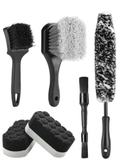 Kit entretien jantes haut de gamme brosse microfibre et pinceau de détail auto moto