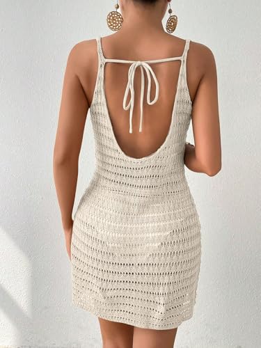 Image of ZAFUL Women Swimsuit Cover Up Dress Ombre Side Ties Sleeveless Sheer Mesh Bathing Suit Coverups Beach Dress
