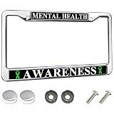 Chrome Auto License Plate Cover Mental Health Awareness Stainless Steel Metal Health Care Tag 2 Hole