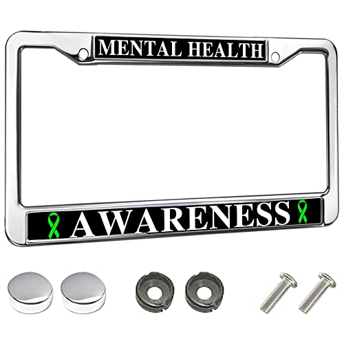 Chrome Auto License Plate Cover Mental Health Awareness Stainless Steel Metal Health Care Tag 2 Holes With Screws #TOP12