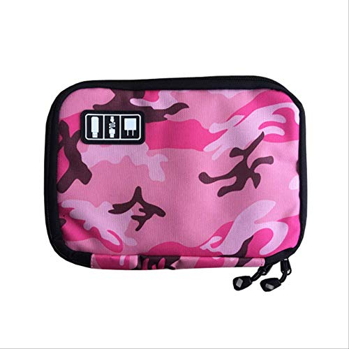 Preisvergleich Produktbild MNBVC USB Kabel Aufbewahrungstasche Reise Digitale Elektronische Zubehör Tasche Abdeckung USB Ladegerät Mobile Power Kit 15 * 22 cm rosa camo