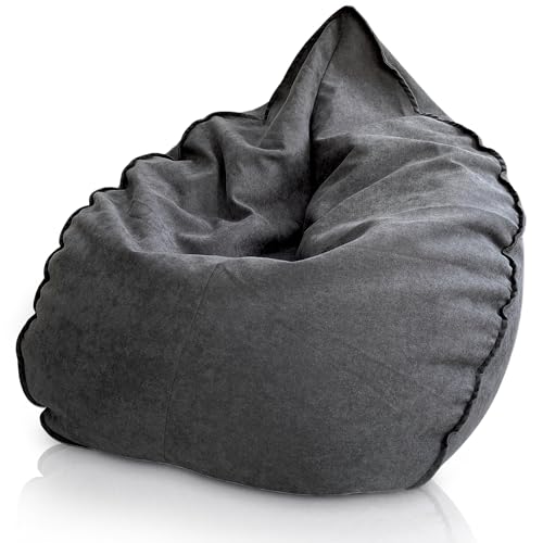 Aiire Puff Salon XXL de Lujo - Sofa Puf Gigante Moderno de Diseño - Bean Bag Chair Grande con Relleno Incluido para Adulto o Decoracion Habitacion Juvenil Gris