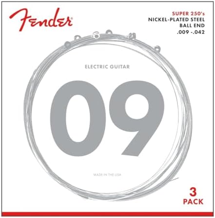 Fender Electric Guitar String Super 250 Nickel Plated .009-.042 250L -3 pack 730250309