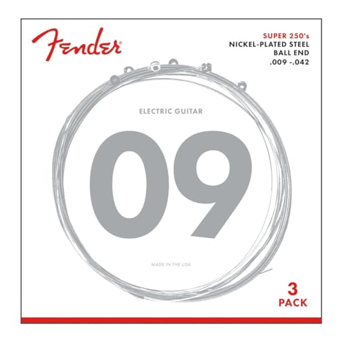 Fender Super 250 String Set - 250L (009/042) Pack of 3 Sets - Nickel-Plated Steel - Ball Ends Fender Super 250 String Set - 250L (009/042) Pack of 3 Sets - Nickel-Plated Steel - Ball Ends