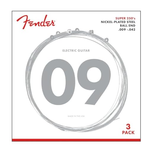 Fender Super 250 Electric Guitar Strings, Nickel Plated Steel, Ball End, 250L .009-.042, 3-Pack