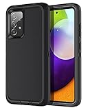 I-HONVA for Samsung Galaxy A52 5G Case Shockproof Dust/Drop Proof 3-Layer Full Body Protection [Without Screen Protector] Rugged Heavy Duty Cover Case for Galaxy A52 5G 2021,Black