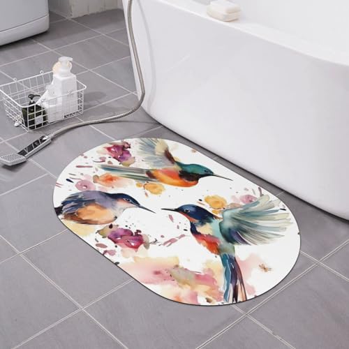 Paillasson de bain fleurs et oiseaux pour sortie de douche - 2