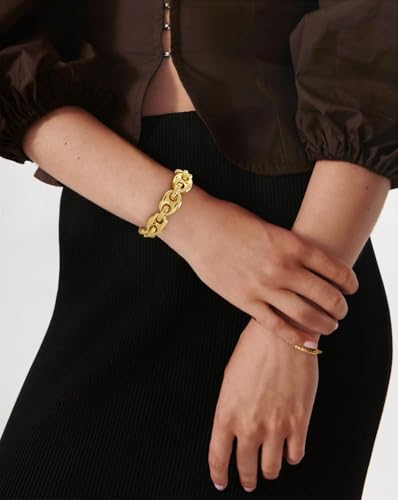 Chunky Stretch Bangles Bracelets for Women Trendy Wide Elastic Gold Bracelet Flexible Link Chain Bracelets3
