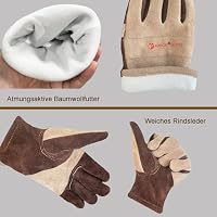 AOUCHI Robuste Leder-Arbeitshandschuhe für Herren & Frauen - Hitzebeständig & dornenfest für Einsätze wie Garten, Schweißen, Bau, Kettensäge | Mit Baumwollfutter und rutschfestem Griff (XL) – Ansicht 2
