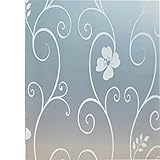 Sichtschutzfolie, mattiert, Blumenmotiv, Badezimmer, Tür, Glas...