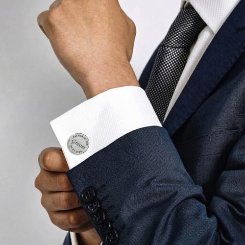 Image of TRUESILVER ACPL 925 Sterling Silver Personalized Customized Engraved Initial or Name Designer Cufflinks for Men, Boys, Fathers and Grand Father