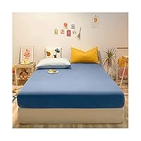 Luxury 100% Cotton 30cm Extra Deep Fitted Sheets Small Double 4FT Modern Nordic Bed Sheet Soft Comfortable 1 Fitted Bottom Sheet ONLY Twin Full Queen (Color: Solid Color, Size: Single)