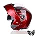 Saihai Casque de Moto - Casque intégral modulaire Rue Moto Scooter Mobylette Moteur vélo VTT à Quatre Roues Casque Hors Route,Rouge,XXL