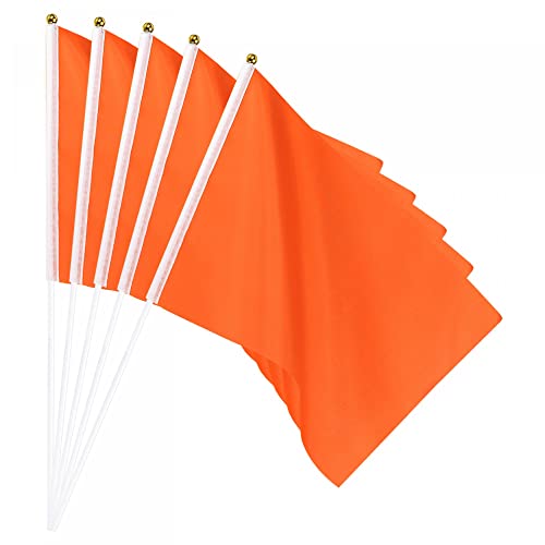 sourcing map Bandera naranja de mano pequeña de 11.8 x 7.8 pulgadas, rectangular para festivales, eventos, decoración de fiestas, paquete de 12