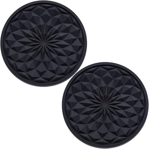 MEAJOO 2 Pack Silicone Car Cup Holder Coaster – 2.75 Inch Non-Slip Drink Mat, Universal Fit for Most Vehicles – Cute & Functional Auto Accessories (Black)