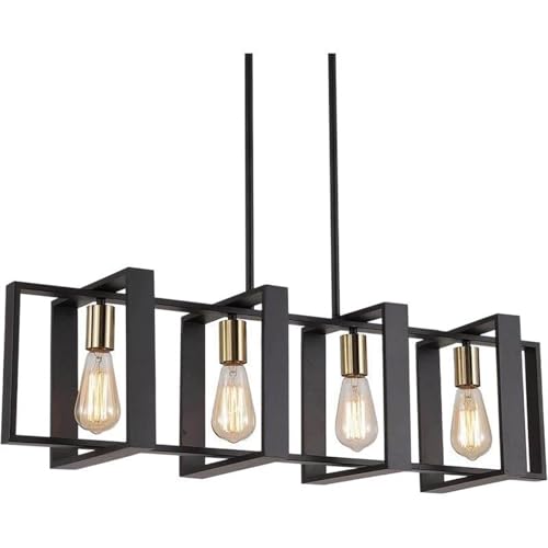 Lámpara colgante rústica rectangular E26 ajustable para techo de sala de estar 3