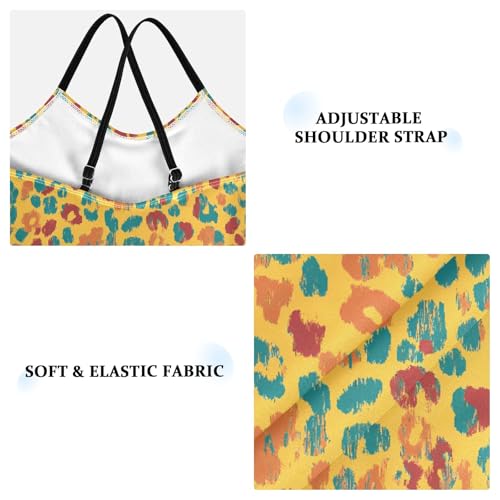 senya Girls Swimsuits One-Piece Swimwear Tie Bathing Suit Beach Summer Round Neck 7-8T Leopard Print Yellow3