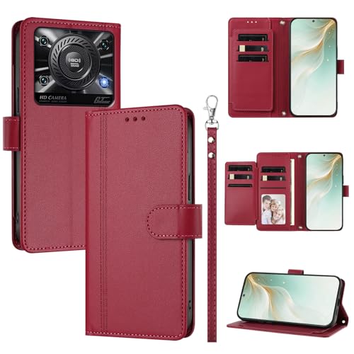 �X�}�z�P�[�X �Ή��@�� for Oukitel C60 / C60 Pro �X�}�z�P�[�X�y�E�H���b�g�f�U�C�� �f���A���J�[�h�X���b�g �L���b�V�� �t���b�v���X�^���h �����h�~�zRed