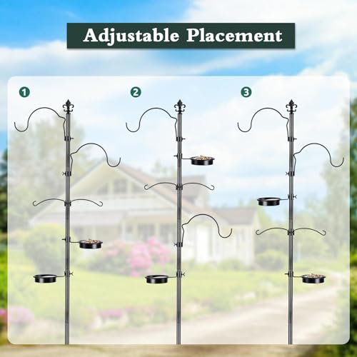 BOLITE-Bird-Feeding-Station-87-Inch-Bird-Feeder-Pole-for-Outside-Bird-Feeder-Stand-with-Enhanced-Metal-Pole78-Inch-Upgraded-in-Stability-Black-Hummingbird-Feeder-Not-Included