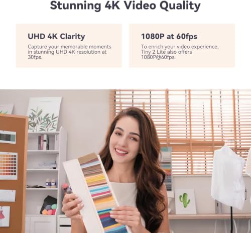 Image of OBSBOT Tiny 2 Lite, PTZ 4K Webcam 1080P@60fps HDR, PC Camera with AI Tracking, Microphones with AI Noise Cancellation, Tripod, Gesture Control, Autofocus, Plug&Play, Ideal for Gaming or Streaming